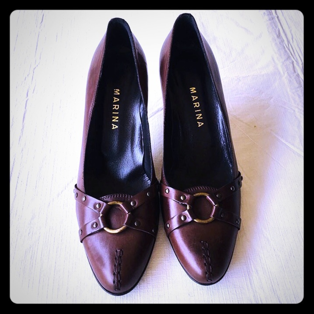 Italian made Marina dark brown pumps size 38 new